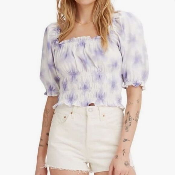 Levis 100% cotton smocked crop top - Picture 2 of 9